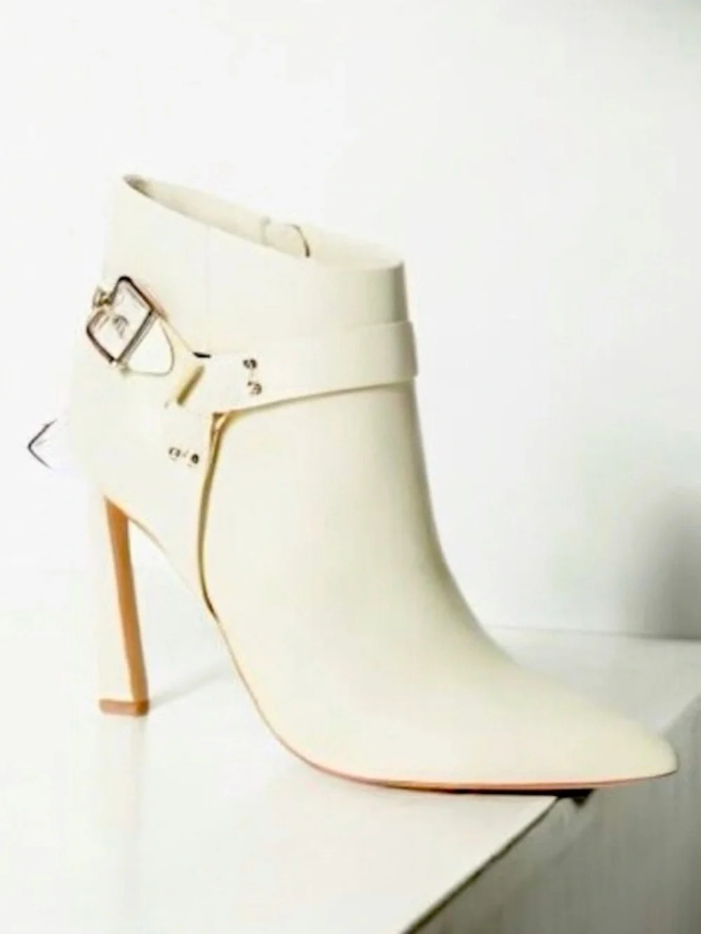 SHOE DAZZLE HENDRIX color Birch Pointed-Toe High-Heel Ankle Boots Size:8.5
